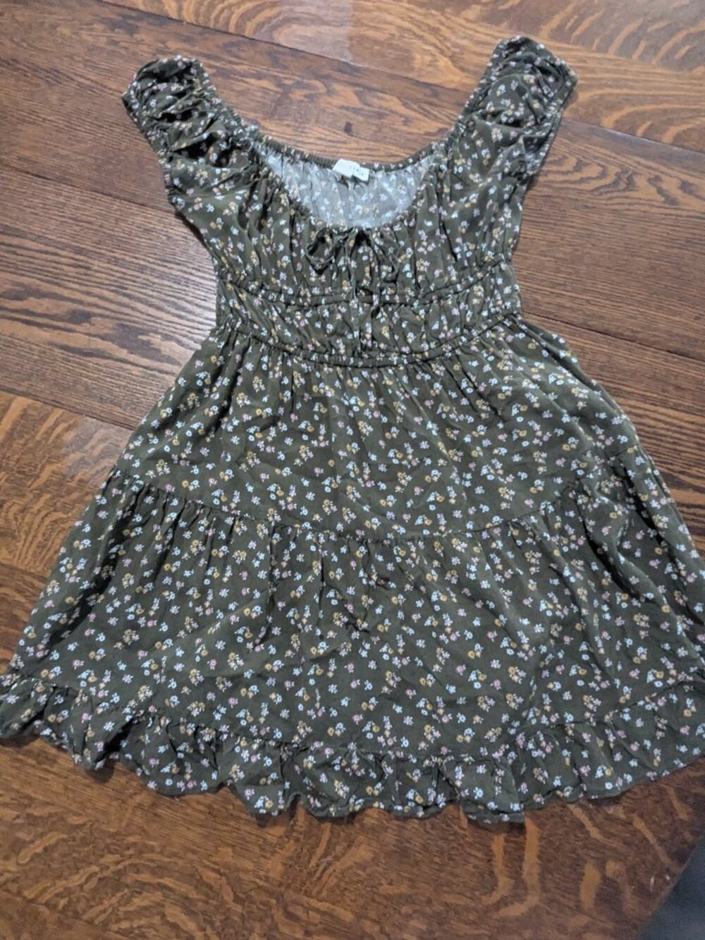 Aeropostale Green Flowery Mini Dress Woman's Size Small